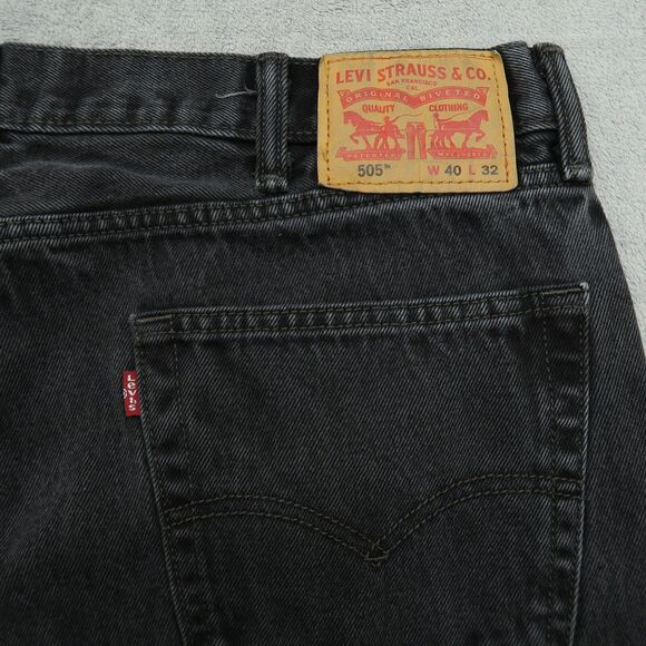 Levi's 505 Jeans Mens Size 40x32 Gray Regular Straight 100% Cotton Denim Fading - Picture 5 of 16